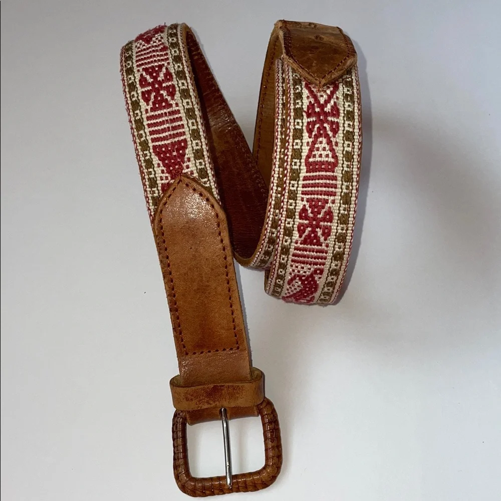 Vintage Style Embroidered leather belt. 34” - Picture 1 of 7